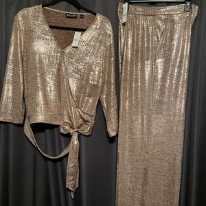 Rose Metallic Separates but Sold Together Palazzo Pants and Top